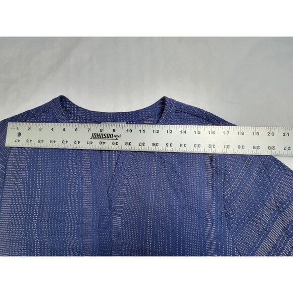 Habitat Womens XL Blue Lace-Up Sleeve Blouse Top Oversized Pocket Lagenlook NWOT - Picture 6 of 10